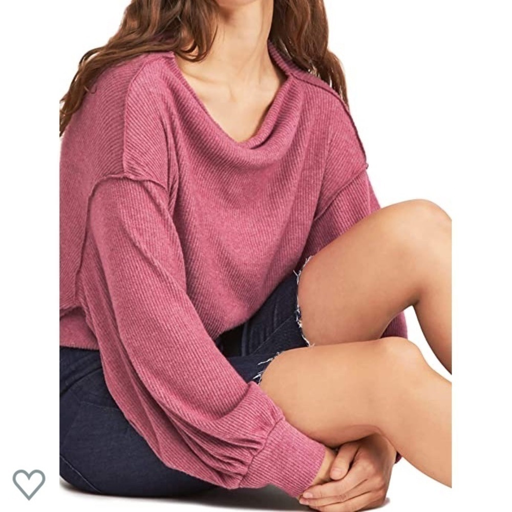 - NWT Free People Heathers Pink Main Squeeze Hacci Top Oversized Soft